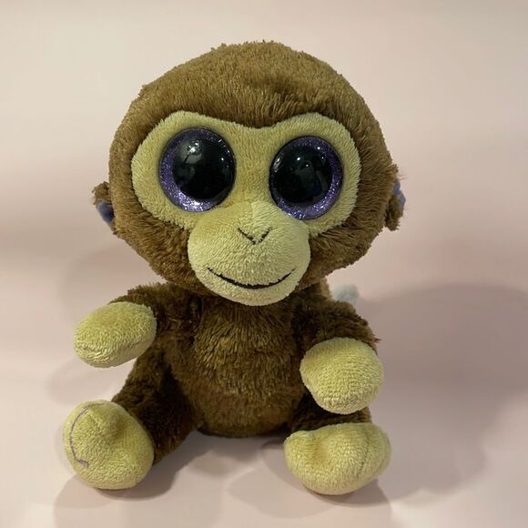 2015 Ty Beanie Boos Coconut the Brown & Purple Monkey Good Used Condition 7” - Picture 1 of 7